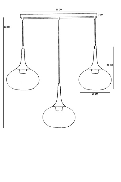 Lumexx ZARA 3 LÜ SIRALI SİYAH FÜME CAMLI SARKIT - Resim 4