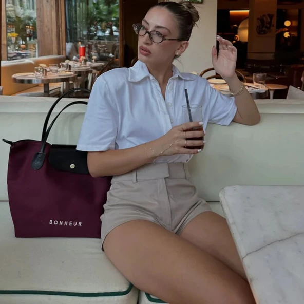 BONHEUR N 7 Kanvas Çanta- Cherry Red - Resim 3