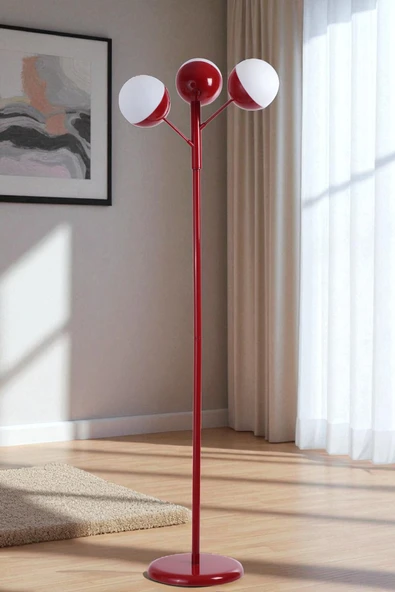 Lumexx KÜRE 3 LÜ KIRMIZI LAMBADER BEYAZ CAMLI ürün görseli