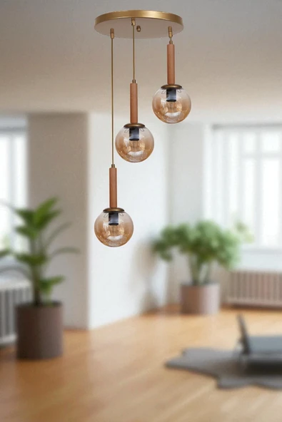 Lumexx IŞIL 3 LÜ TEPSİLİ NATUREL BAL CAMLI SARKIT ürün görseli