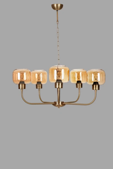 Lumexx APOLLO 5 Lİ ESKİTME BAL CAMLI AVİZE - Resim 3