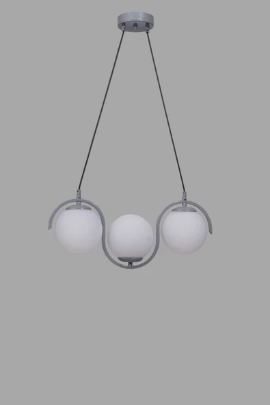 Lumexx ZOE 3 LÜ GRİ BEYAZ CAMLI SARKIT - Resim 3