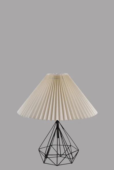 Lumexx PRAMİT SİYAH PİLELİ KREM MASA LAMBASI - Resim 3