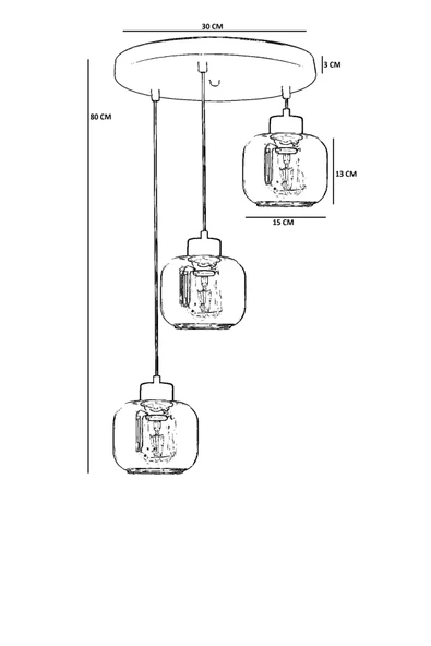 Lumexx PARLA 3 LÜ TEPSİLİ SİYAH FÜME CAMLI SARKIT - Resim 4