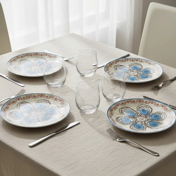 GÜRAL PORSELEN Camelia 6 Parça 20 cm Pasta Takımı 21391 - Resim 2