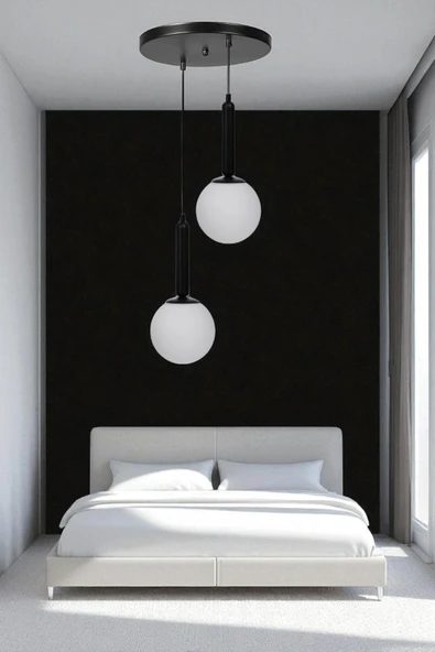 Lumexx SEZGİ 2 Lİ TEPSİLİ SİYAH BEYAZ CAMLI SARKIT ürün görseli