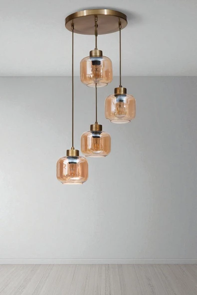 Lumexx PARLA 4 LÜ TEPSİLİ ESKİTME BAL CAMLI SARKIT ürün görseli