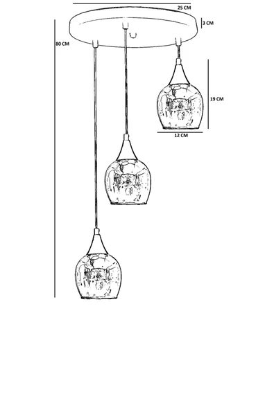 Lumexx ENZO 3 LÜ TEPSİLİ SİYAH FÜME CAMLI SARKIT - Resim 4