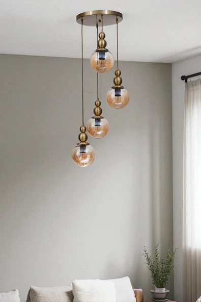 Lumexx YAREN 4 LÜ TEPSİLİ ESKİTME BAL CAMLI SARKIT ürün görseli