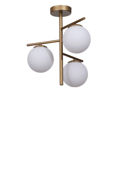 Lumexx TERRA 3 LÜ ESKİTME BEYAZ CAMLI PLAFONYER AVİZE - Resim 2