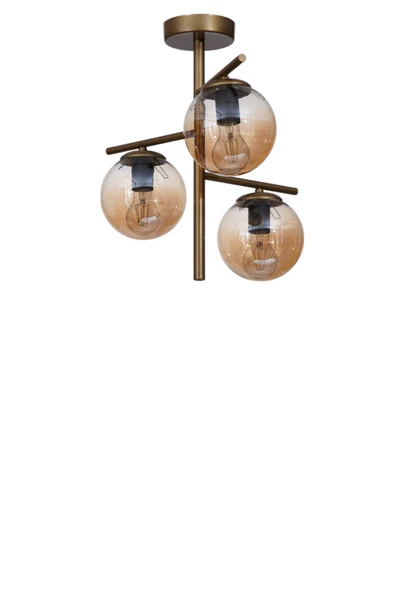 Lumexx TERRA 3 LÜ ESKİTME BAL CAMLI PLAFONYER AVİZE - Resim 2