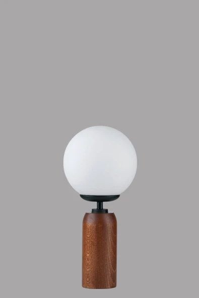 Lumexx LOLE CEVİZ BEYAZ CAMLI MASA LAMBASI - Resim 4