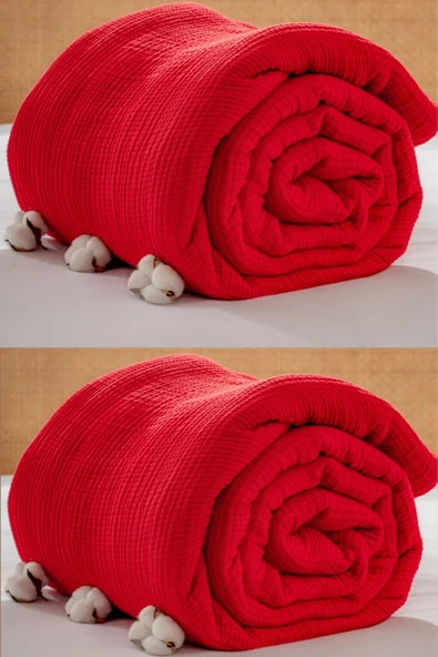 Rayme Textile Müslin Yatak Örtüsü Ultra Yumuşak Yüksek Kaliteli 4 Kat Muslin Pike (Tek Kişilik (240x280 cm) - Resim 4