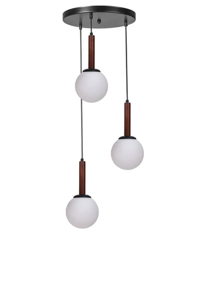 Lumexx IŞIL 3 LÜ TEPSİLİ CEVİZ BEYAZ CAMLI SARKIT - Resim 2