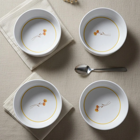 GÜRAL PORSELEN Paris Flower  4 Parça 12 cm Kase 29554 - Resim 8