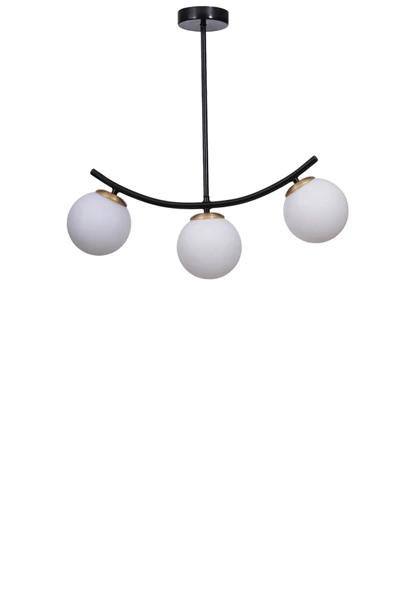 Lumexx VELVET 3 LÜ SİYAH BEYAZ CAMLI PLAFONYER AVİZE - Resim 2