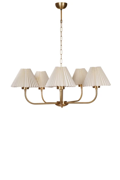 Lumexx APOLLO 5 Lİ ESKİTME PİLELİ KREM ABAJURLU AVİZE - Resim 2