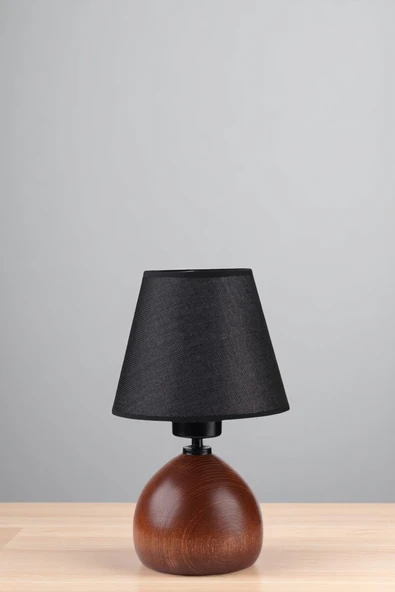 Lumexx CAMERON CEVİZ HASIR SİYAH ABAJURLU MASA LAMBASI - Resim 2