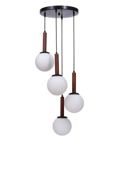 Lumexx IŞIL 4 LÜ TEPSİLİ CEVİZ BEYAZ CAMLI SARKIT - Resim 2