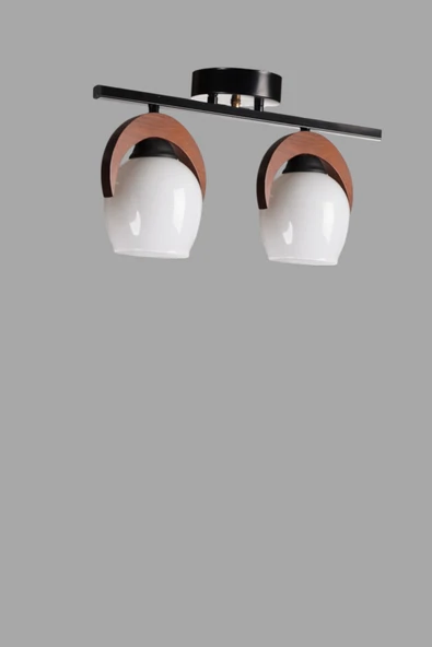 Lumexx HELENA 2 Lİ SIRALI BEYAZ CAMLI PLAFONYER AVİZE - Resim 3