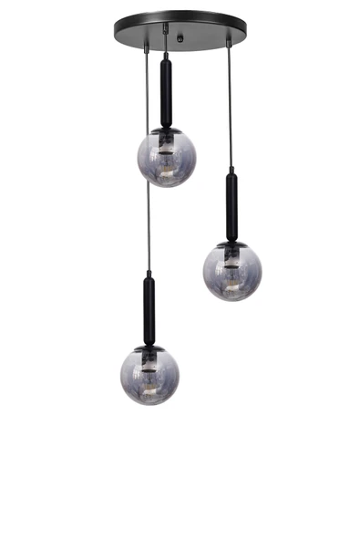 Lumexx SEZGİ 3 LÜ TEPSİLİ SİYAH FÜME CAMLI SARKIT - Resim 2