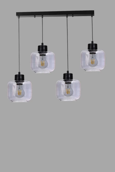 Lumexx PARLA 4 LÜ SIRALI SİYAH FÜME CAMLI SARKIT - Resim 3