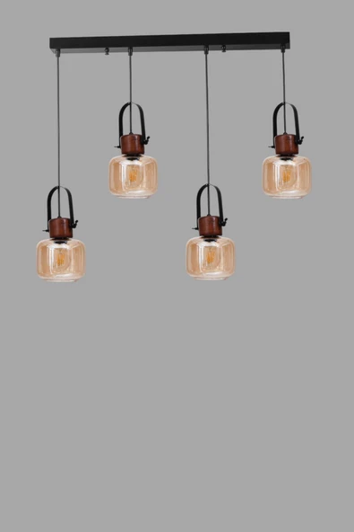 Lumexx MASAL 4 LÜ SIRALI SİYAH BAL CAMLI SARKIT - Resim 3