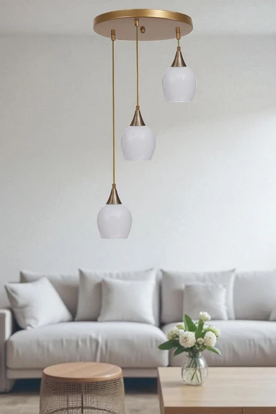 Lumexx ENZO 3 LÜ TEPSİLİ ESKİTME BEYAZ CAMLI SARKIT ürün görseli