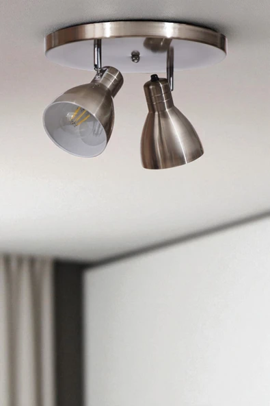 Lumexx OTİS 2 Lİ TEPSİLİ MAT KROM PLAFONYER AVİZE ürün görseli