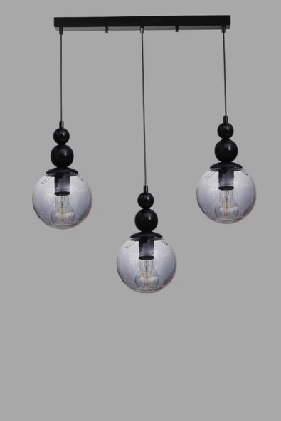 Lumexx YAREN 3 LÜ SIRALI SİYAH FÜME CAMLI SARKIT - Resim 3