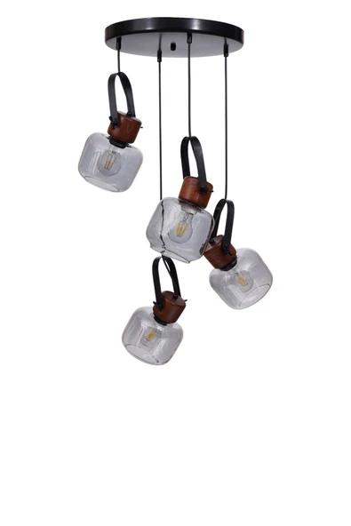 Lumexx MASAL 4 LÜ TEPSİLİ SİYAH FÜME CAMLI SARKIT - Resim 3