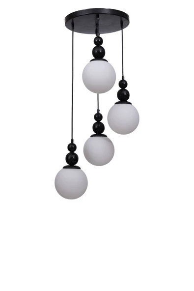 Lumexx YAREN 4 LÜ TEPSİLİ SİYAH BEYAZ CAMLI SARKIT - Resim 2