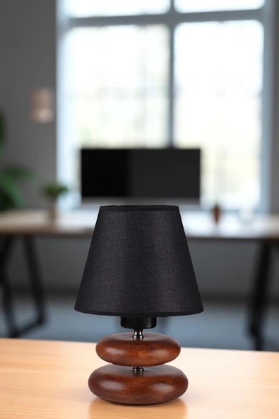 Lumexx MARS CEVİZ HASIR SİYAH ABAJURLU MASA LAMBASI ürün görseli