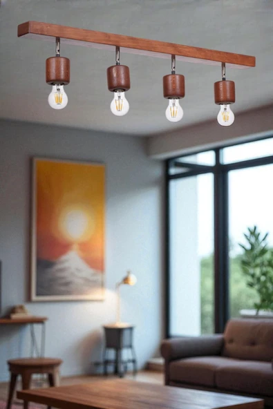 Lumexx PAMELA 4 LÜ SIRALI CEVİZ PLAFONYER AVİZE ürün görseli