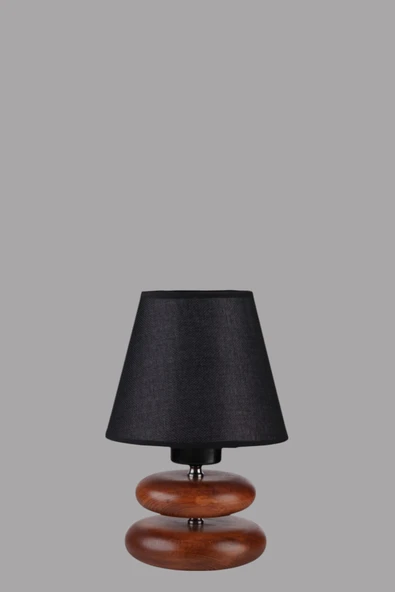 Lumexx MARS CEVİZ HASIR SİYAH ABAJURLU MASA LAMBASI - Resim 4