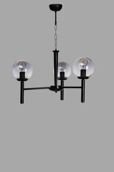 Lumexx LUKE 3 LÜ SİYAH FÜME CAMLI AVİZE - Resim 3