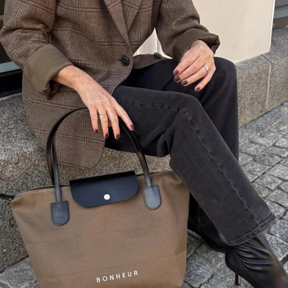 BONHEUR N 7 Kanvas Çanta- Mocha Cream - 4