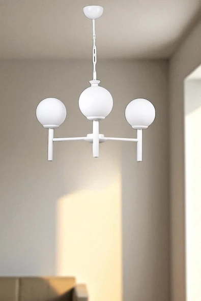 Lumexx LUKE 3 LÜ BEYAZ CAMLI AVİZE ürün görseli