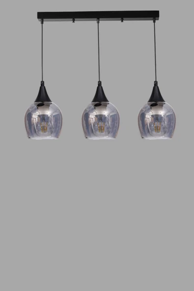 Lumexx ENZO 3 LÜ SIRALI SİYAH FÜME CAMLI SARKIT - Resim 3