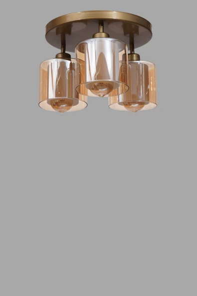 Lumexx YENİ SAHRA 3 LÜ TEPSİLİ ESKİTME PLAFONYER AVİZE - Resim 3