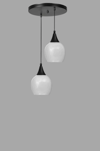 Lumexx ENZO 2 Lİ TEPSİLİ SİYAH BEYAZ CAMLI SARKIT - Resim 3