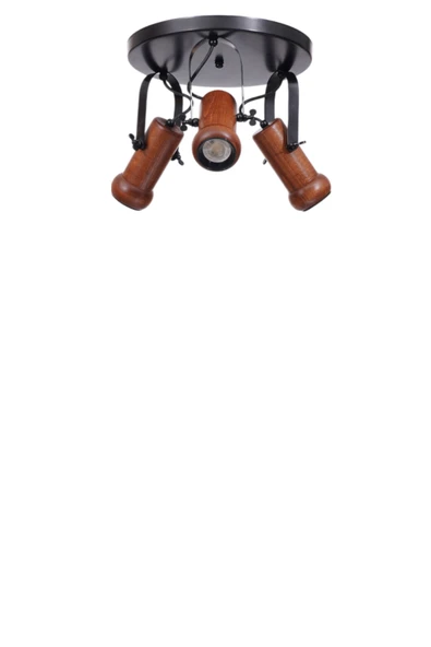 Lumexx PASCAL 3 LÜ TEPSİLİ CEVİZ PLAFONYER AVİZE - Resim 4