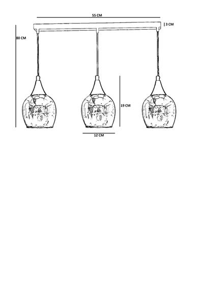 Lumexx ENZO 3 LÜ SIRALI SİYAH BEYAZ CAMLI SARKIT - Resim 4