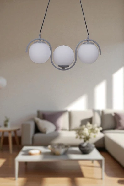 Lumexx ZOE 3 LÜ GRİ BEYAZ CAMLI SARKIT ürün görseli