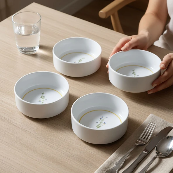 GÜRAL PORSELEN Paris Flower 4 Parça 12 cm Kase 29551 - Resim 7