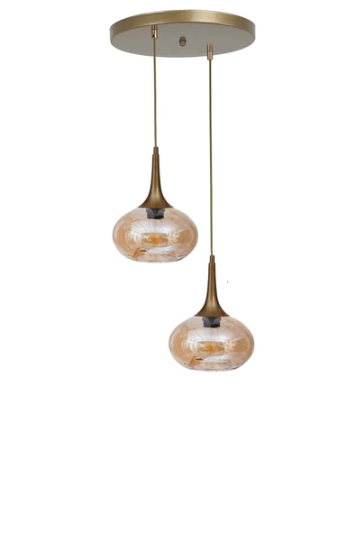 Lumexx ZARA 2 Lİ TEPSİLİ ESKİTME BAL CAMLI SARKIT - Resim 2