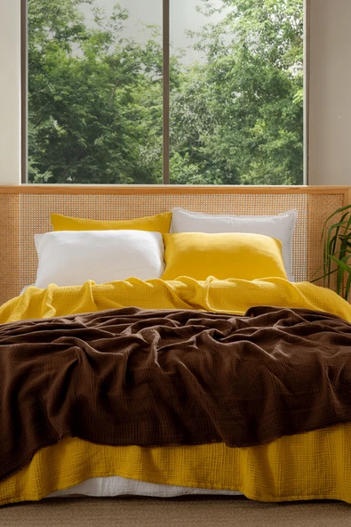 Rayme Textile Müslin Yatak Örtüsü Ultra Yumuşak Yüksek Kaliteli 4 Kat Muslin Pike (Tek Kişilik (240x280 cm) - Resim 3