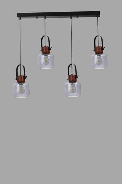 Lumexx MASAL 4 LÜ SIRALI SİYAH FÜME CAMLI SARKIT - Resim 3