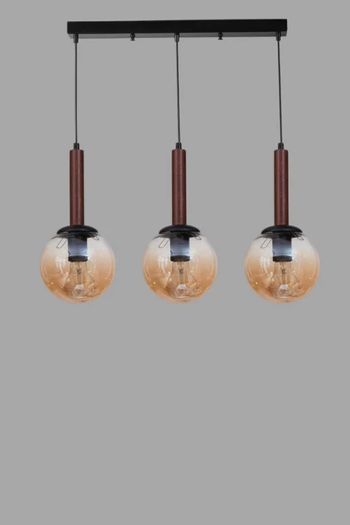 Lumexx IŞIL 3 LÜ SIRALI CEVİZ BAL CAMLI SARKIT - Resim 3