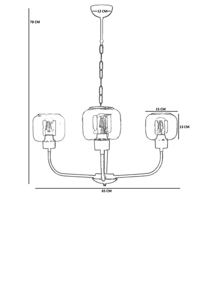 Lumexx APOLLO 3 LÜ ESKİTME FÜME CAMLI AVİZE - Resim 4